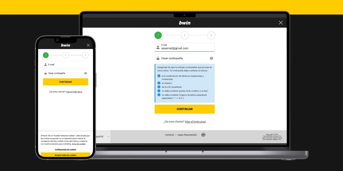 Login en Bwin móvil, acceso desde la app